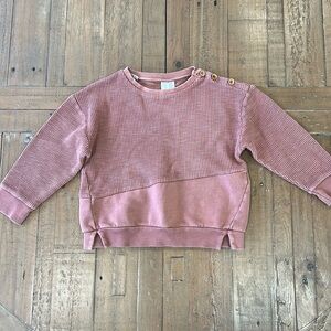 Zara waffle knit asymmetrical pullover sweatshirt